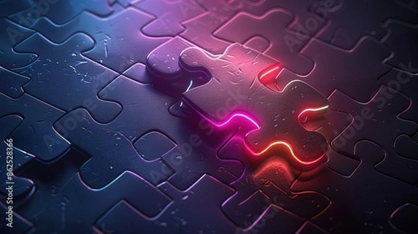 Fototapeta Idea metaphor. Business strategy, success solution, jigsaw puzzle symbol. Connect, challenge, join us concept