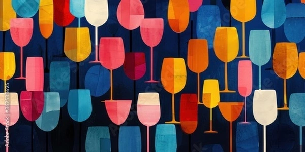 Obraz Colorful Wine Glasses Illustration
