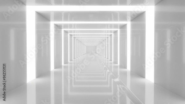 Fototapeta white 3d room light abstract space techno background