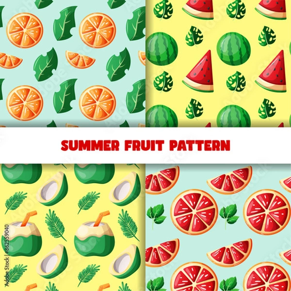 Obraz summer fresh fruit pattern set