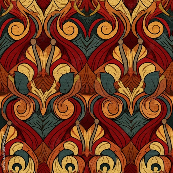 Fototapeta Fabric texture, Seamless patterns. Geometry, Geometrical patterns on a white and emerald background. Modern illustrations for wallpapers, flyers, covers, banners, minimalistic ornaments.