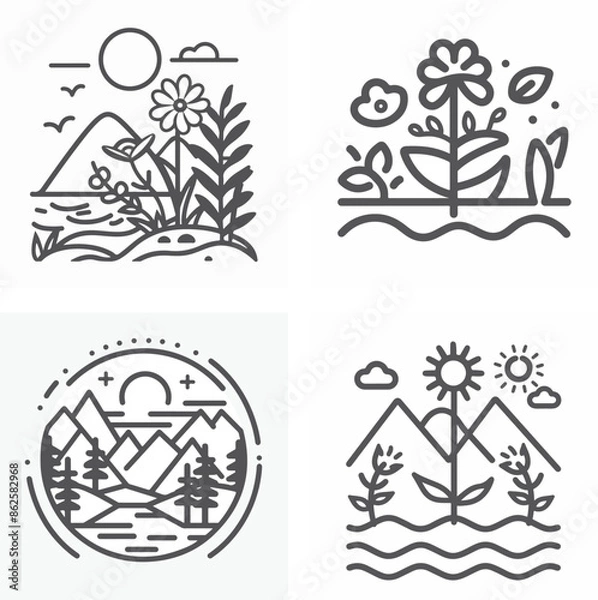 Fototapeta nature flower line icon