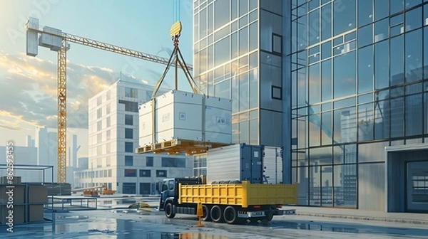 Obraz city constructions, blue sky, prosper