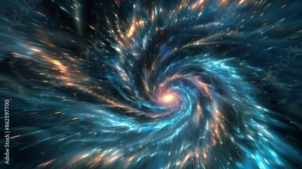 Fototapeta Chaotic swirl of super speed, absorbing artificial irregularities..