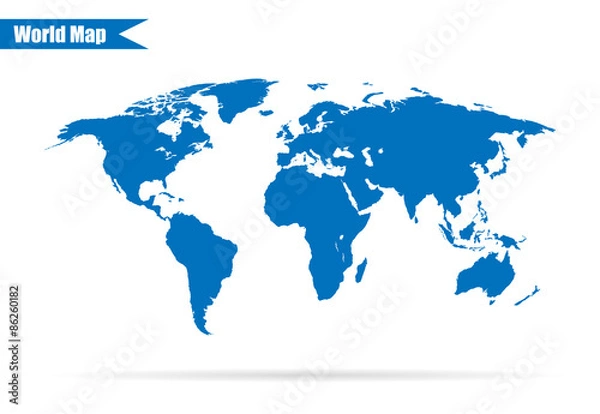 Fototapeta World map vector illustration on gray background stylish