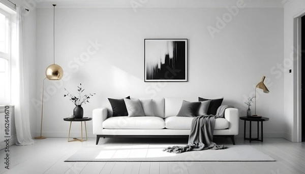 Obraz Photo interior modern design room 3d illustration