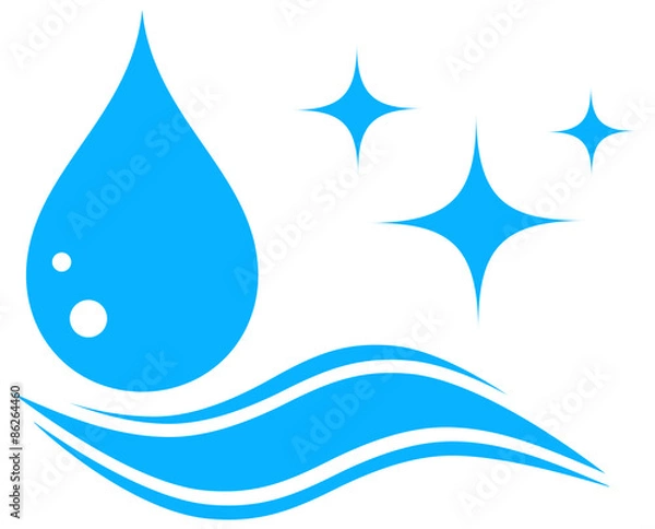 Fototapeta water icon with drop and wave silhouette