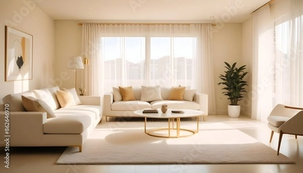 Fototapeta Photo interior modern design room 3d illustration
