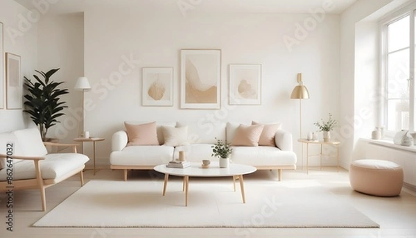 Fototapeta Photo interior modern design room 3d illustration