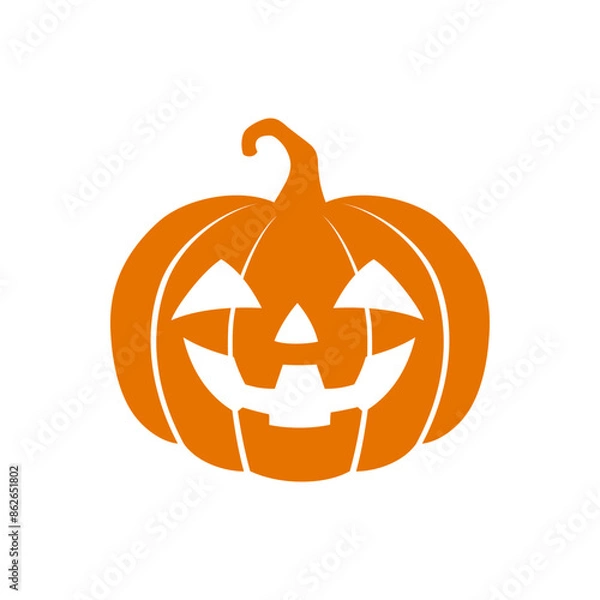 Obraz Happy Halloween Pumpkin flat vector illustration. Scary and Creepy Pumpkin vector. Isolated in a blank background can be edited and color-changed.