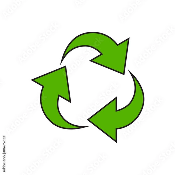 Fototapeta Recycling Sign Symbol Symbol Flat Design Vector Illustration. Isolated in a blank background can be edited and color-changed.