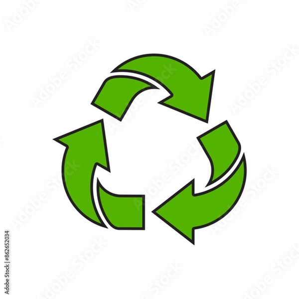 Fototapeta Recycling Sign Symbol Symbol Flat Design Vector Illustration. Isolated in a blank background can be edited and color-changed.