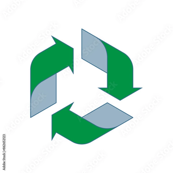 Fototapeta Recycling Sign Symbol Symbol Flat Design Vector Illustration. Isolated in a blank background can be edited and color-changed.