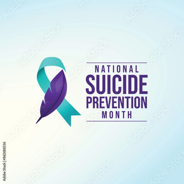 Fototapeta National suicide prevention month design template good for celebration. yellow ribbon design template. flat ribbon design. vector eps 10.
