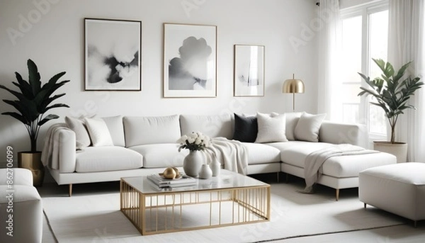 Fototapeta Photo interior modern design room 3d illustration