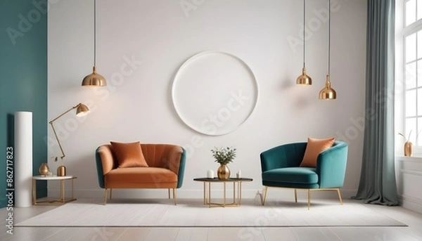 Obraz Photo interior modern design room 3d illustration