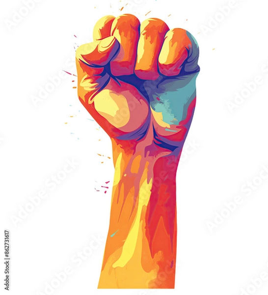 Fototapeta Rainbow Fist With Splashes