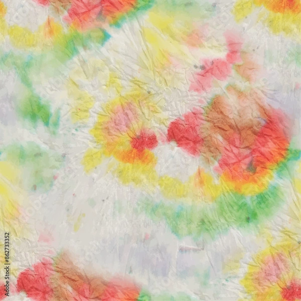 Fototapeta Tie Dye Spiral. Vector Seamless Tiedye. Tie Dye Swirl. Abstract Soft Pattern. Seamless Tiedye Pattern. Blue Color Swirl Background. Pink 1960 Repeat. Fabric Music Shirt. Spiral Rainbow Watercolor