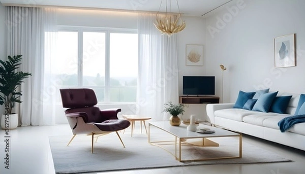 Fototapeta Photo interior modern design room 3d illustration