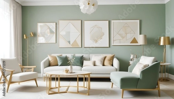 Fototapeta Photo interior modern design room 3d illustration