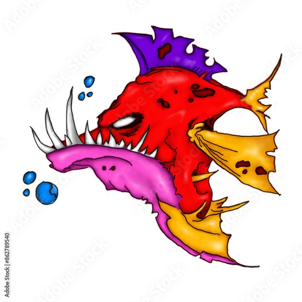 Obraz Deep ocean fish cartoon