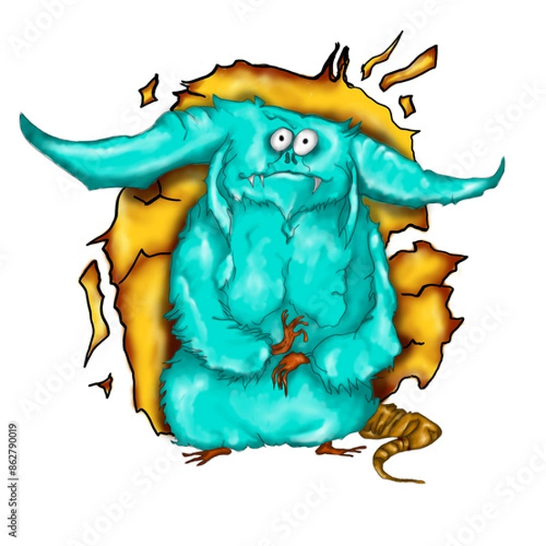 Obraz Cute furry monster