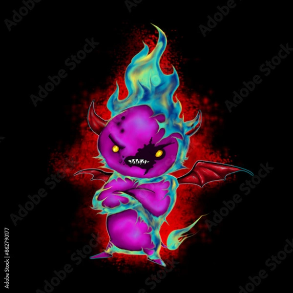 Obraz Devil cartoon with fire
