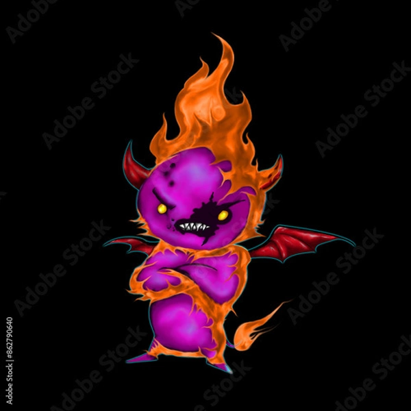 Obraz Devil cartoon with fire
