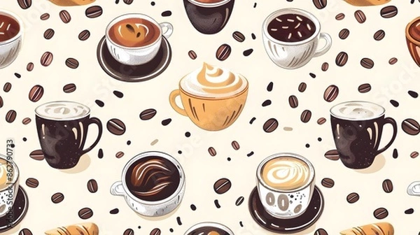 Fototapeta Coffee seamless pattern