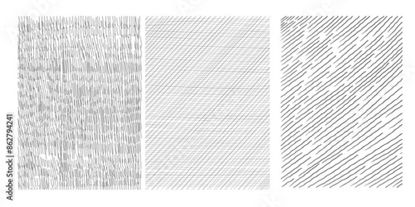 Fototapeta Set of crosshatch texture isolated, hand drawn