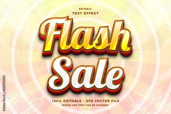 Fototapeta Flash Sale 3D Editable Text Effect Template Style Premium Vector