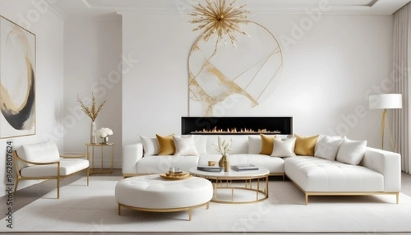 Obraz Photo interior modern design room 3d illustration