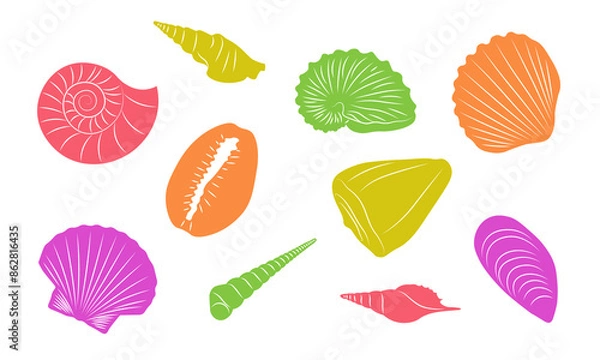 Obraz Set of colored seashell shapes