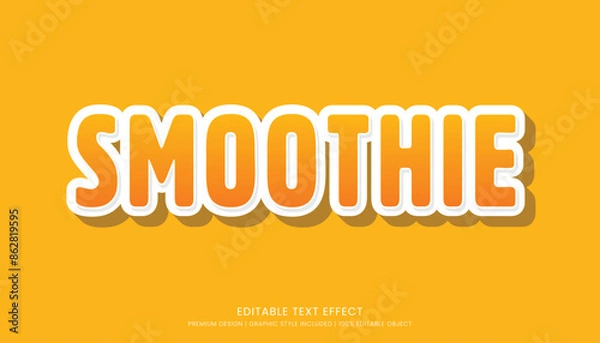 Fototapeta smoothie editable 3d text effect template bold typography and abstract style drinks logo and brand
