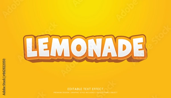 Fototapeta lemonade editable 3d text effect template bold typography and abstract style drinks logo and brand
