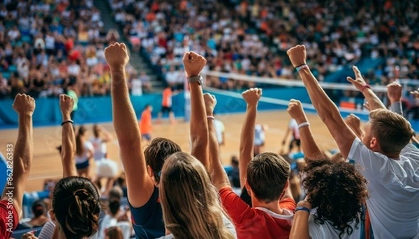 Obraz Fan Celebrating a Point in a Volleyball Match