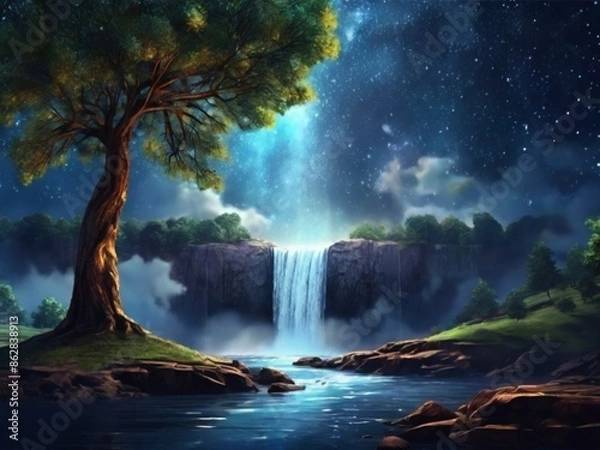 Obraz waterfall in forest