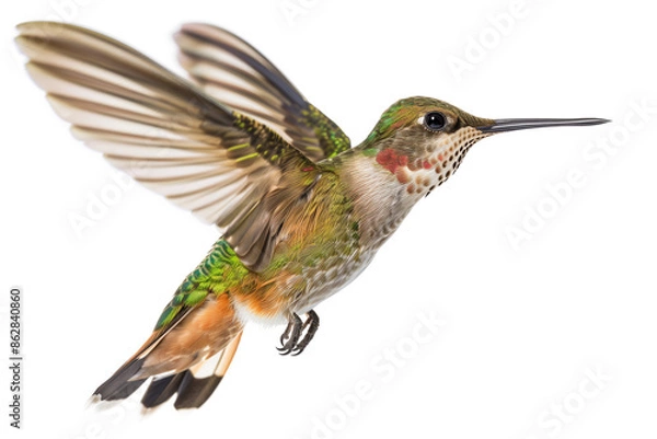 Obraz Flight Hummingbird isolated on white background