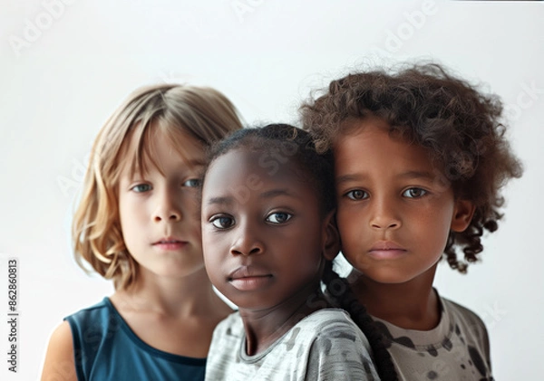 Obraz multiracial children on white background