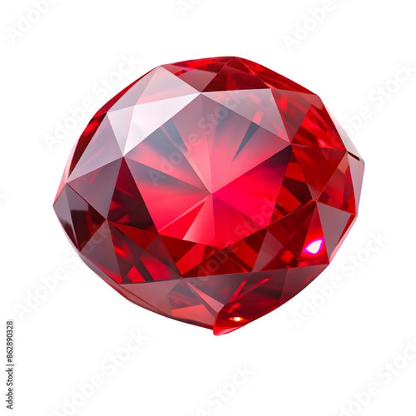Fototapeta Radiant Faceted Red Ruby Gemstone Close-Up
