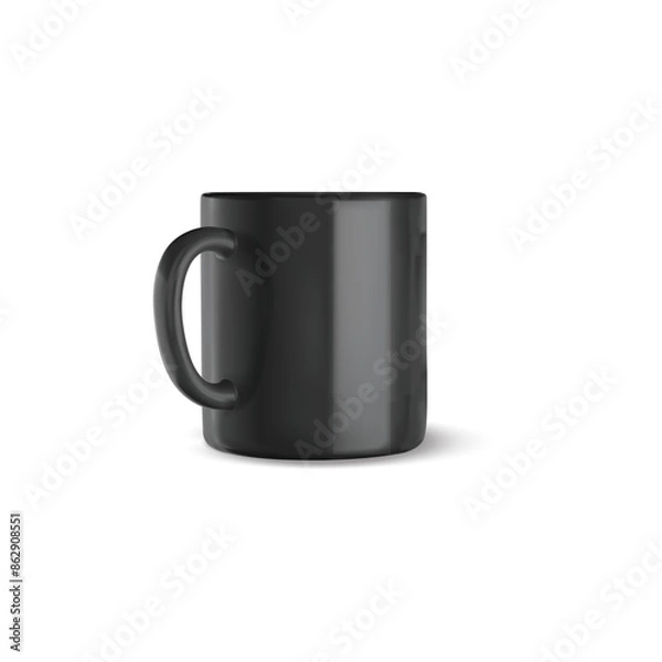 Obraz 3d black cup for drinking, vector logo icon