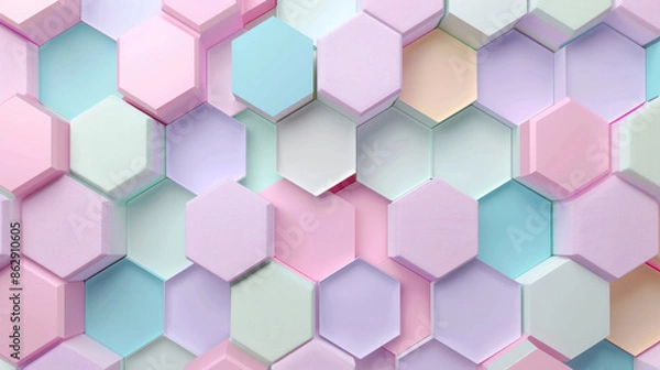 Fototapeta Geometric background with hexagonal patterns in pastel colors