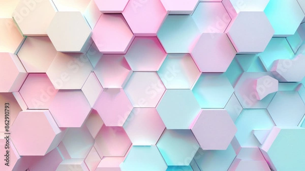 Fototapeta Geometric background with hexagonal patterns in pastel colors