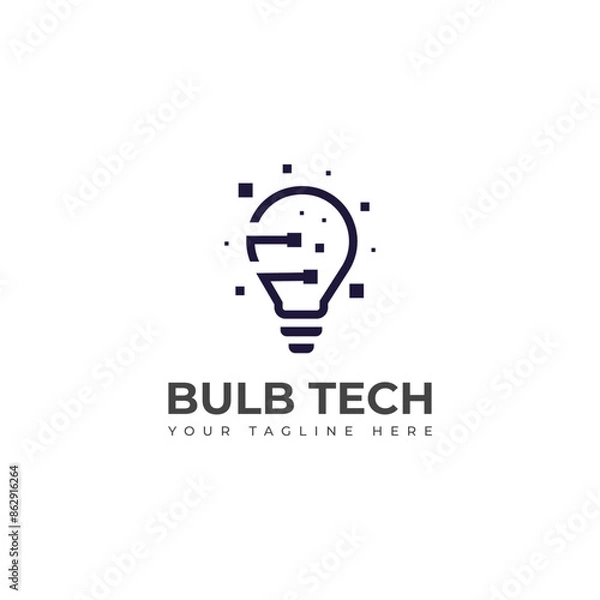 Fototapeta Creative Bulb tech vector logo.