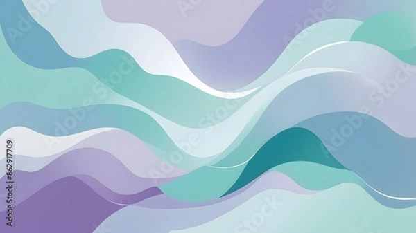 Fototapeta Bright and Elegant Abstract: Harmonious Blend of Blue Sky, Mint Green, and Lavender Purple