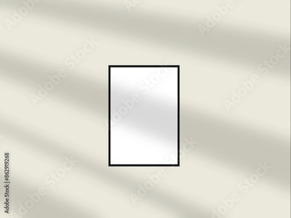 Fototapeta Mockup blank frame minimal with soft shadows and light overlay as template for design presentation, etc.