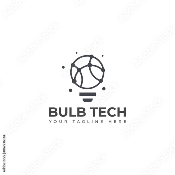 Fototapeta  Creative Bulb tech vector logo.