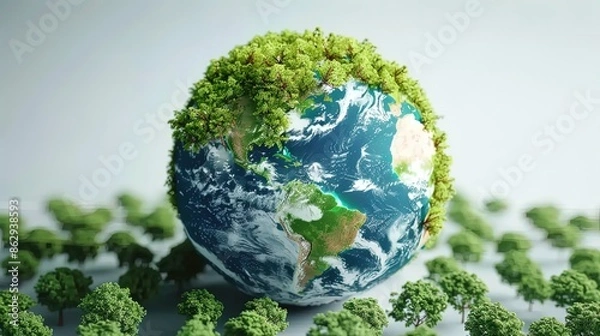 Fototapeta Sustainable Future: Vision of Eco-Friendly Innovations on World Environment Day, Embracing Solar and Wind Power for a Greener Tomorrow