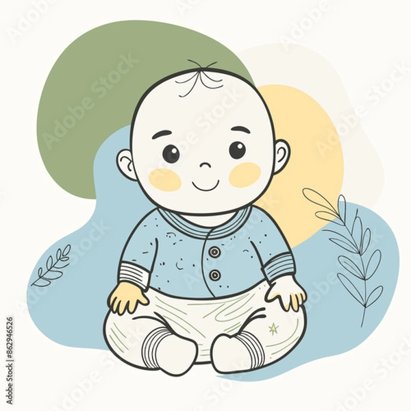 Fototapeta cartoon illustration of baby