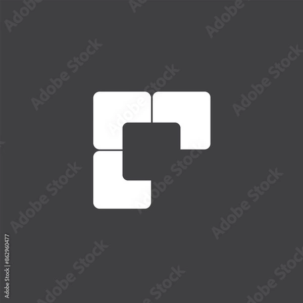Fototapeta aesthetic black and white box, vector logo icon